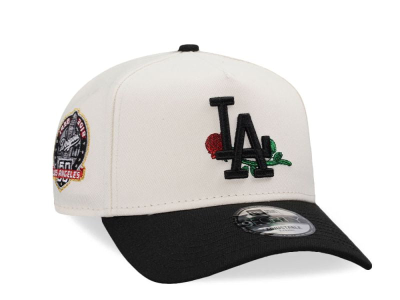 Los Angeles Dodgers New Era 59FIFTY Rose Floral Side Patch Hat – לבן ושחור