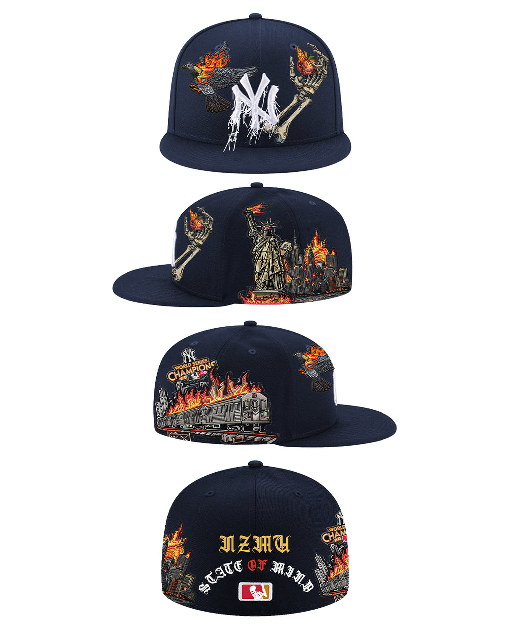 כובע New Era 59FIFTY – New York Yankees Blue Inferno עם גרפיקה משוגעת (Fitted)