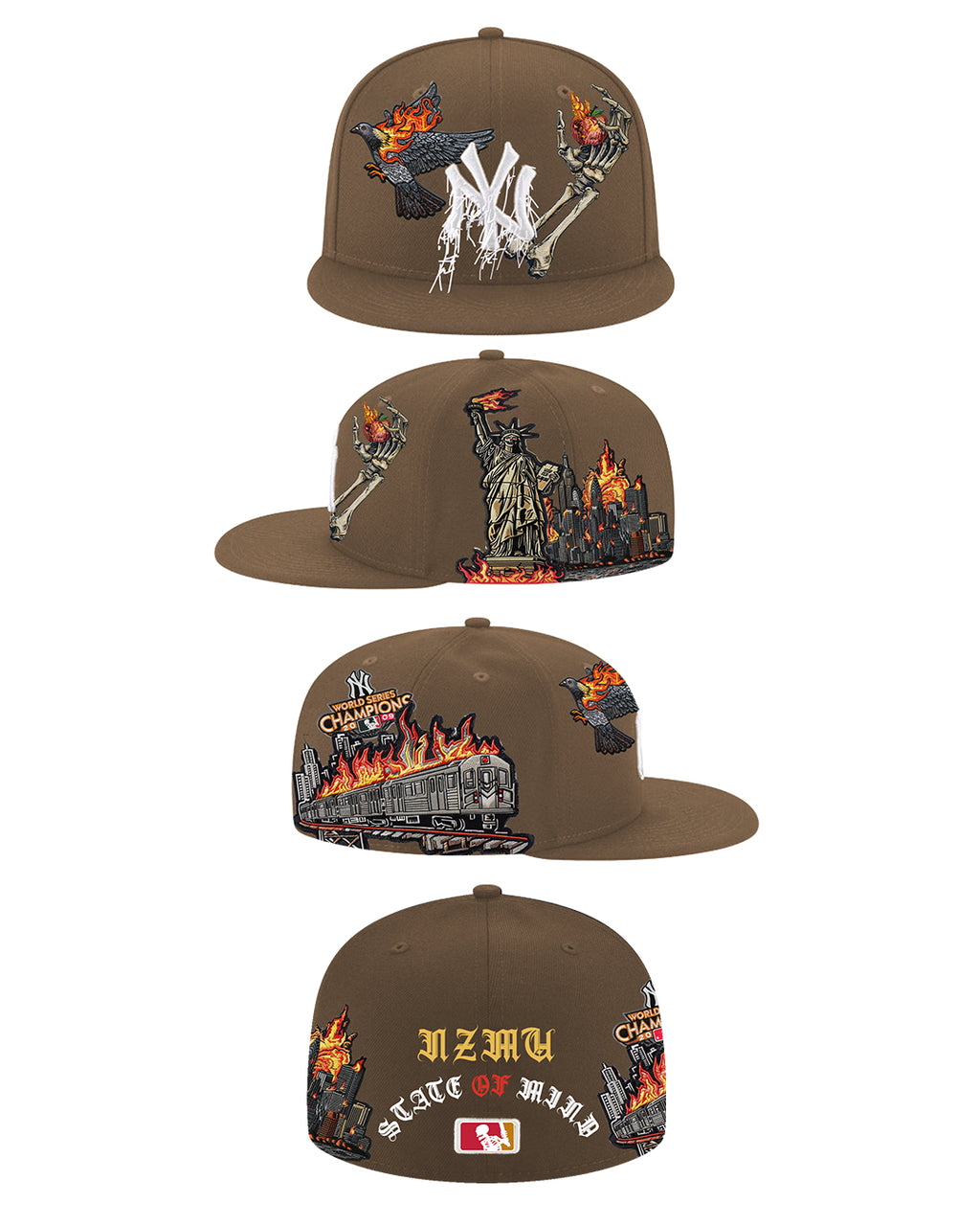 כובע New Era 59FIFTY – New York Yankees Brown Inferno עם גרפיקה משוגעת (Fitted)
