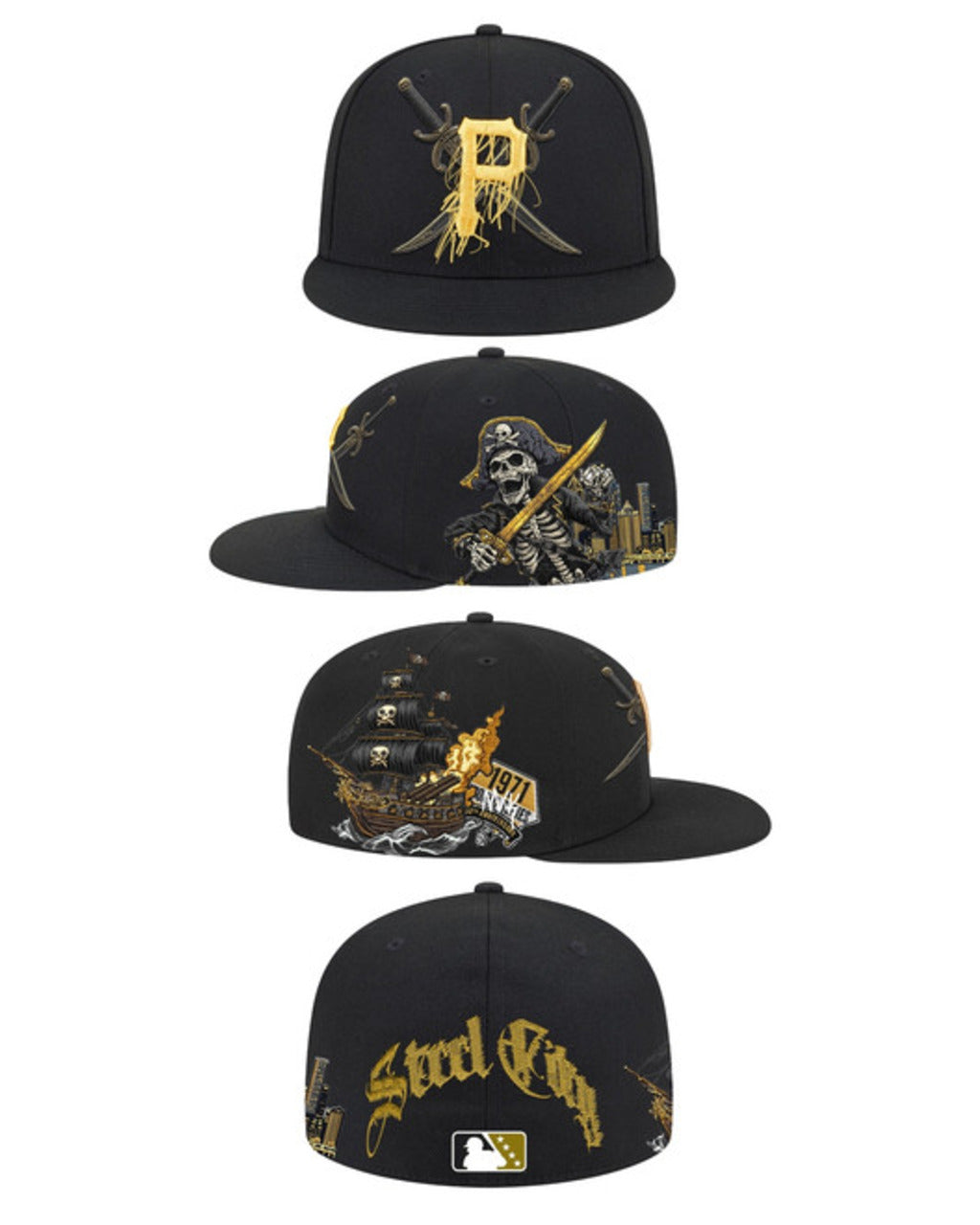 כובע New Era 59FIFTY – Pittsburgh Pirates Steel City Black Inferno עם גרפיקה משוגעת (Fitted)