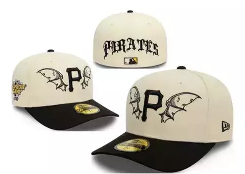 Pirates Cream-Black Wing Fitted Cap